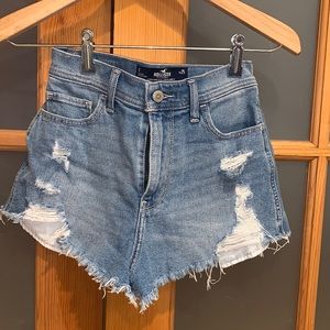 High rise light blue jeans shorts